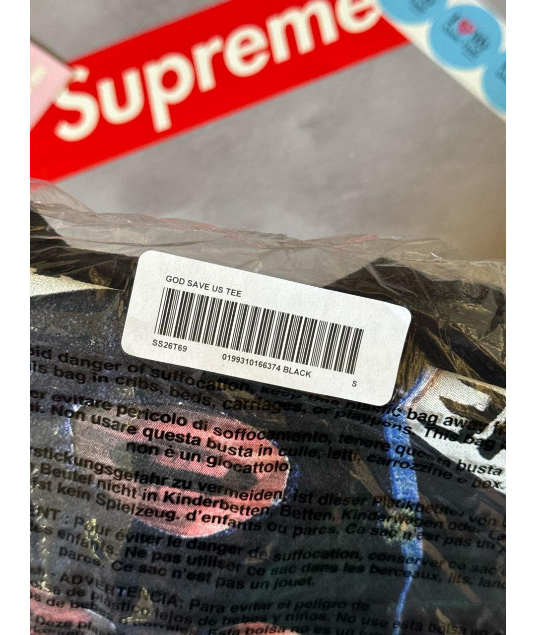 SUPREME Черная хлопковая футболка, фото 5
