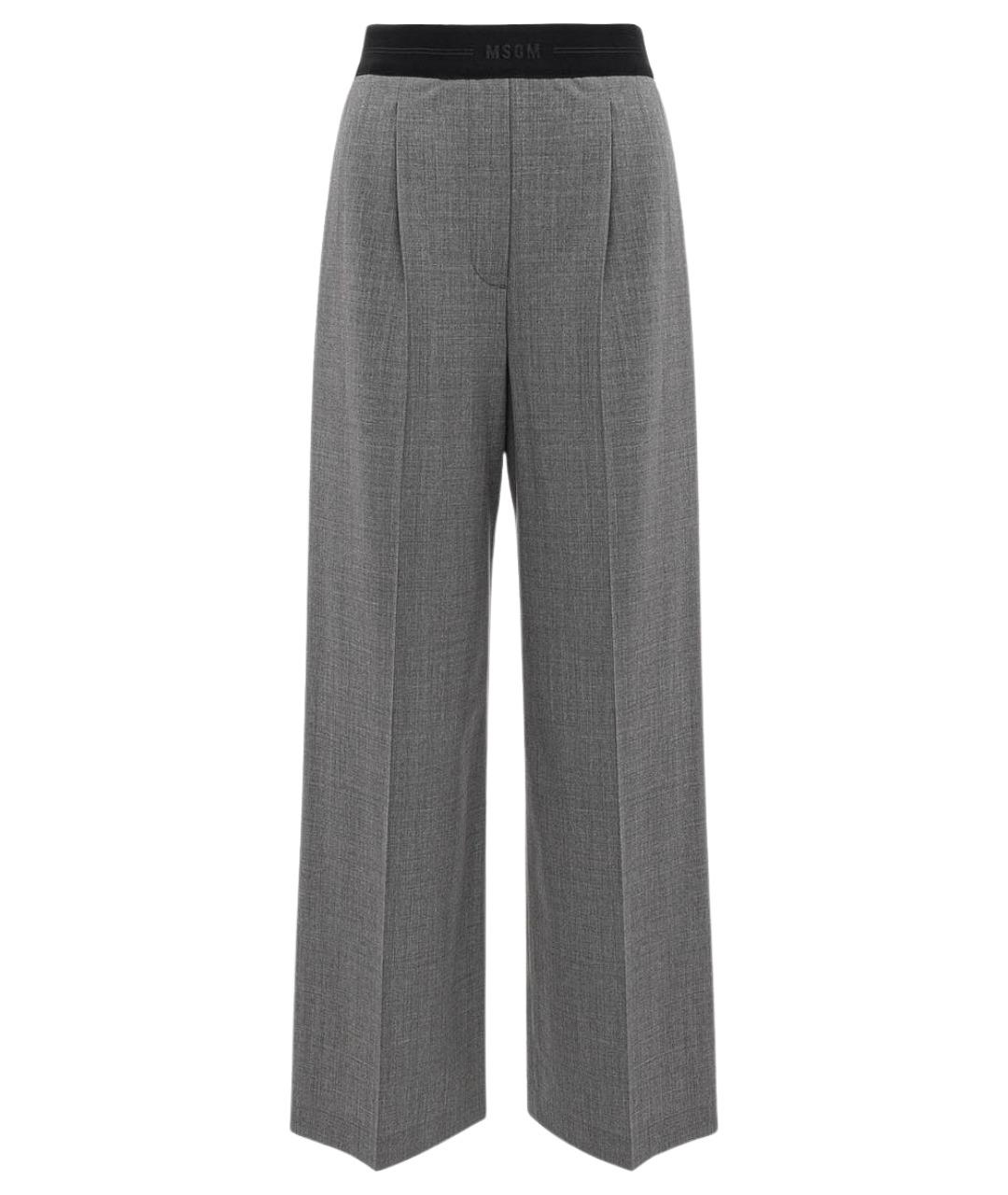 MSGM Серые шерстяные брюки широкие, фото 1