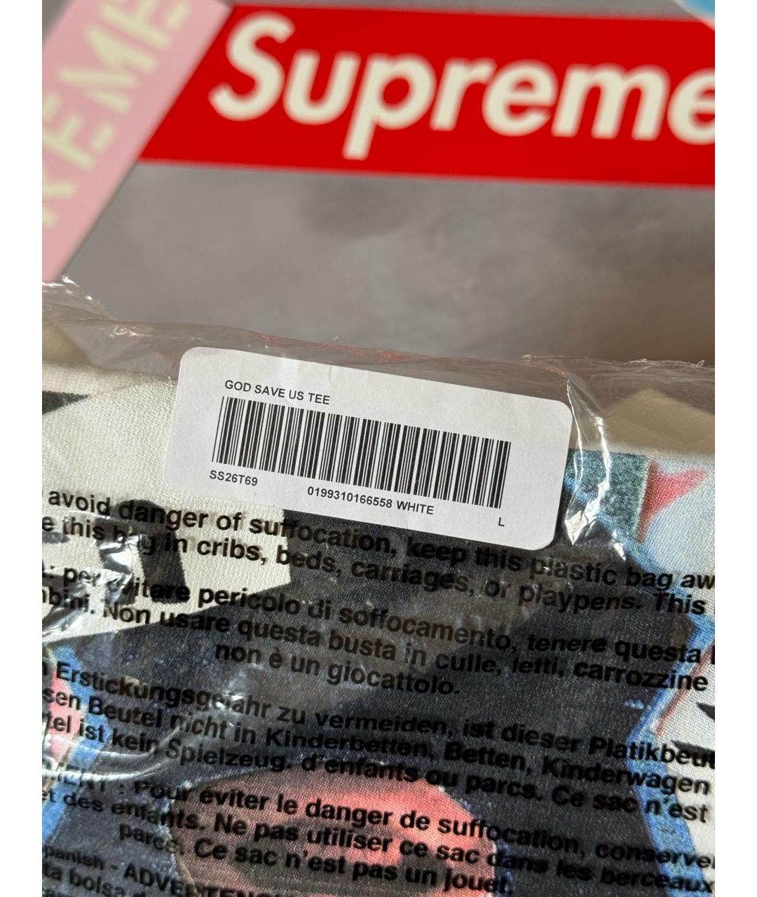 SUPREME Белая хлопковая футболка, фото 5