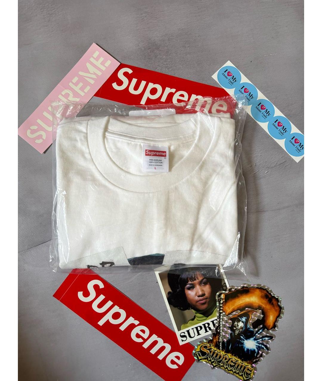 SUPREME Белая хлопковая футболка, фото 3