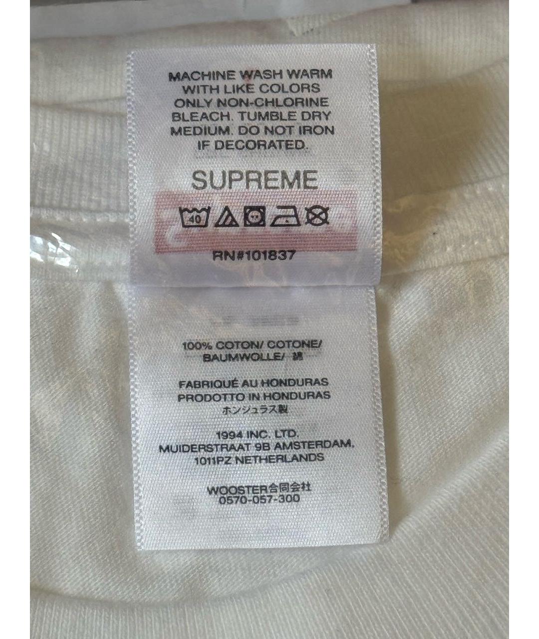 SUPREME Белая хлопковая футболка, фото 7