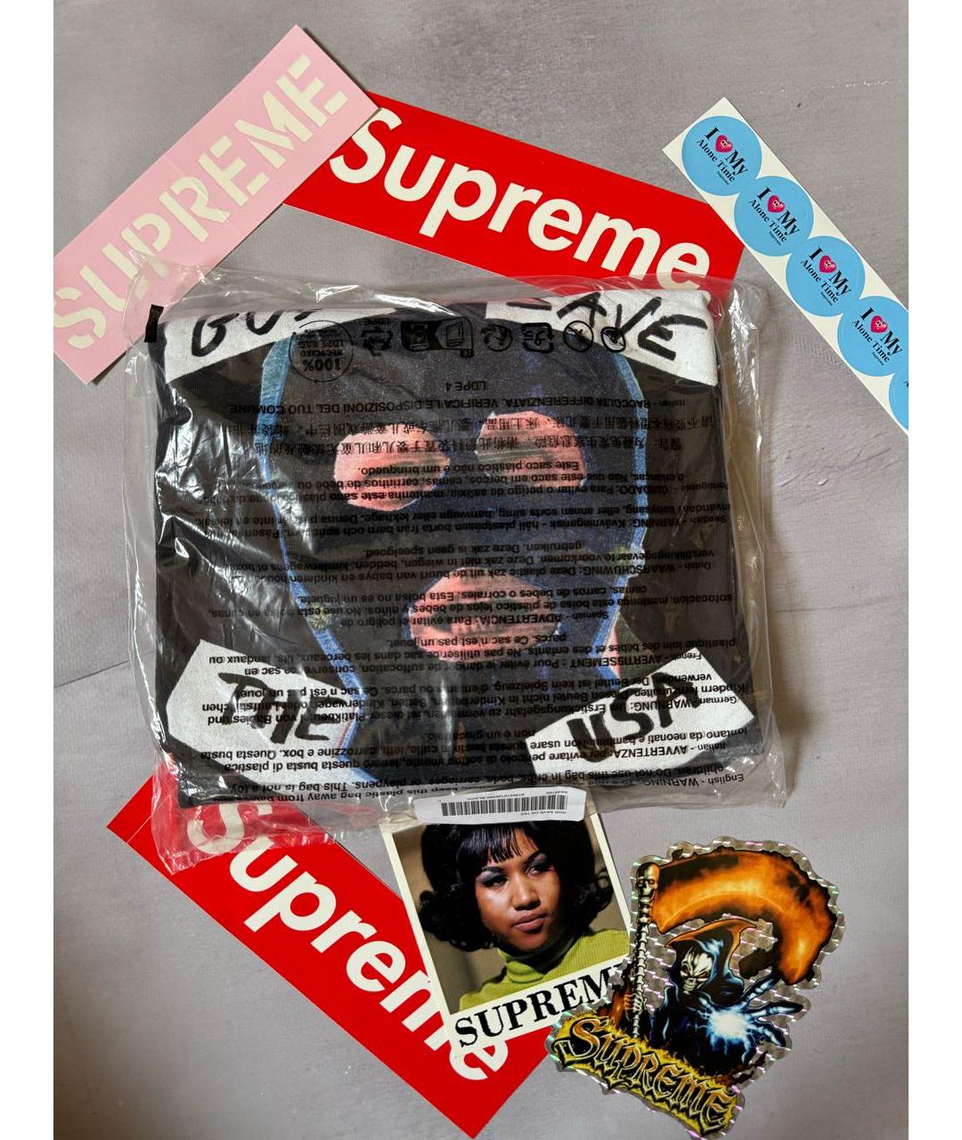 SUPREME Черная хлопковая футболка, фото 4