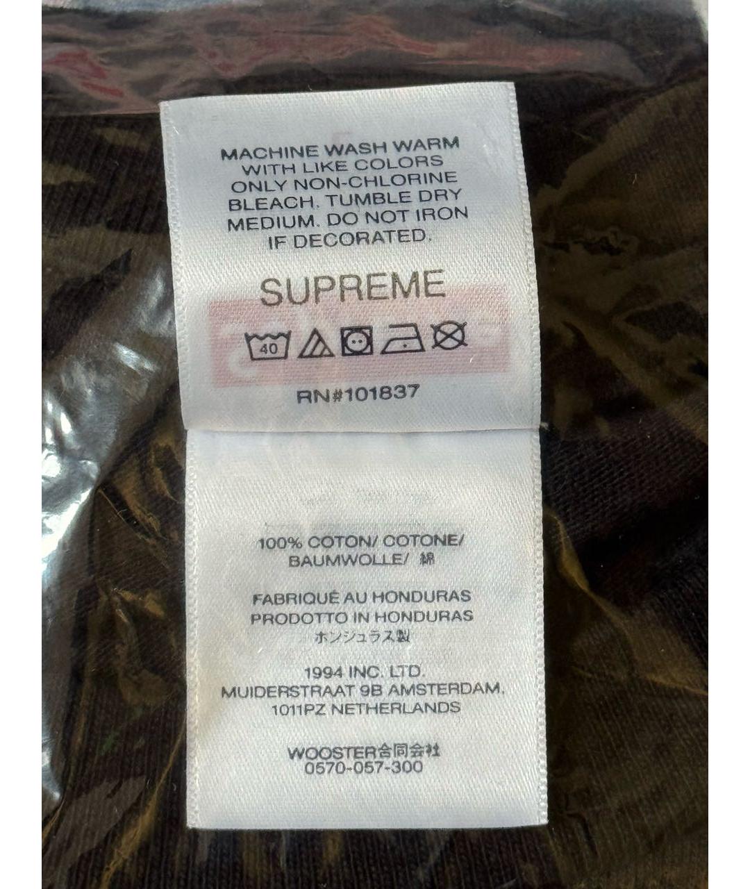 SUPREME Черная хлопковая футболка, фото 7