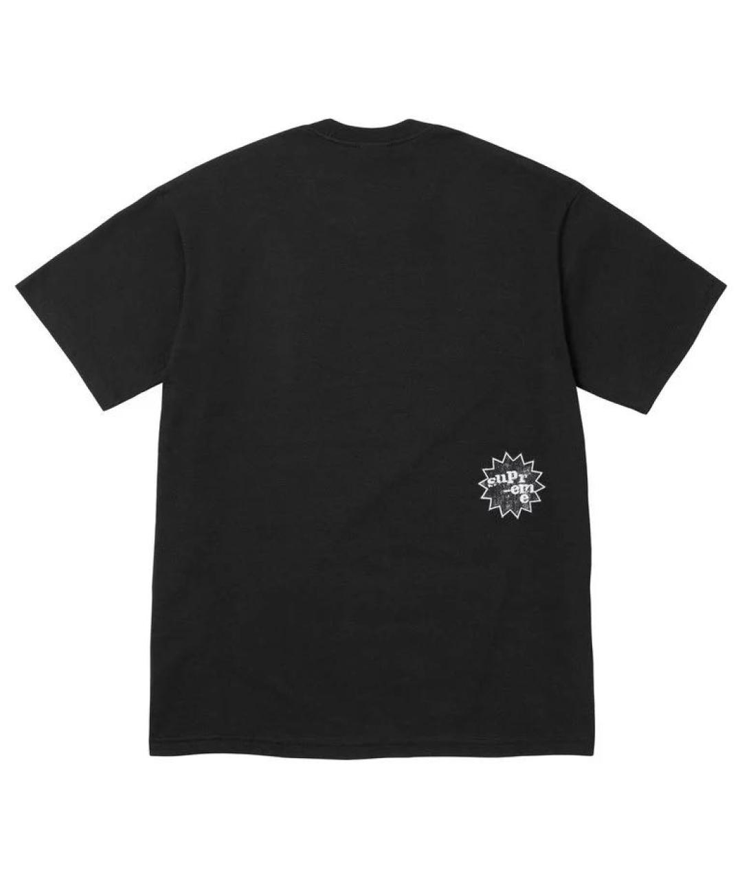 SUPREME Черная хлопковая футболка, фото 2