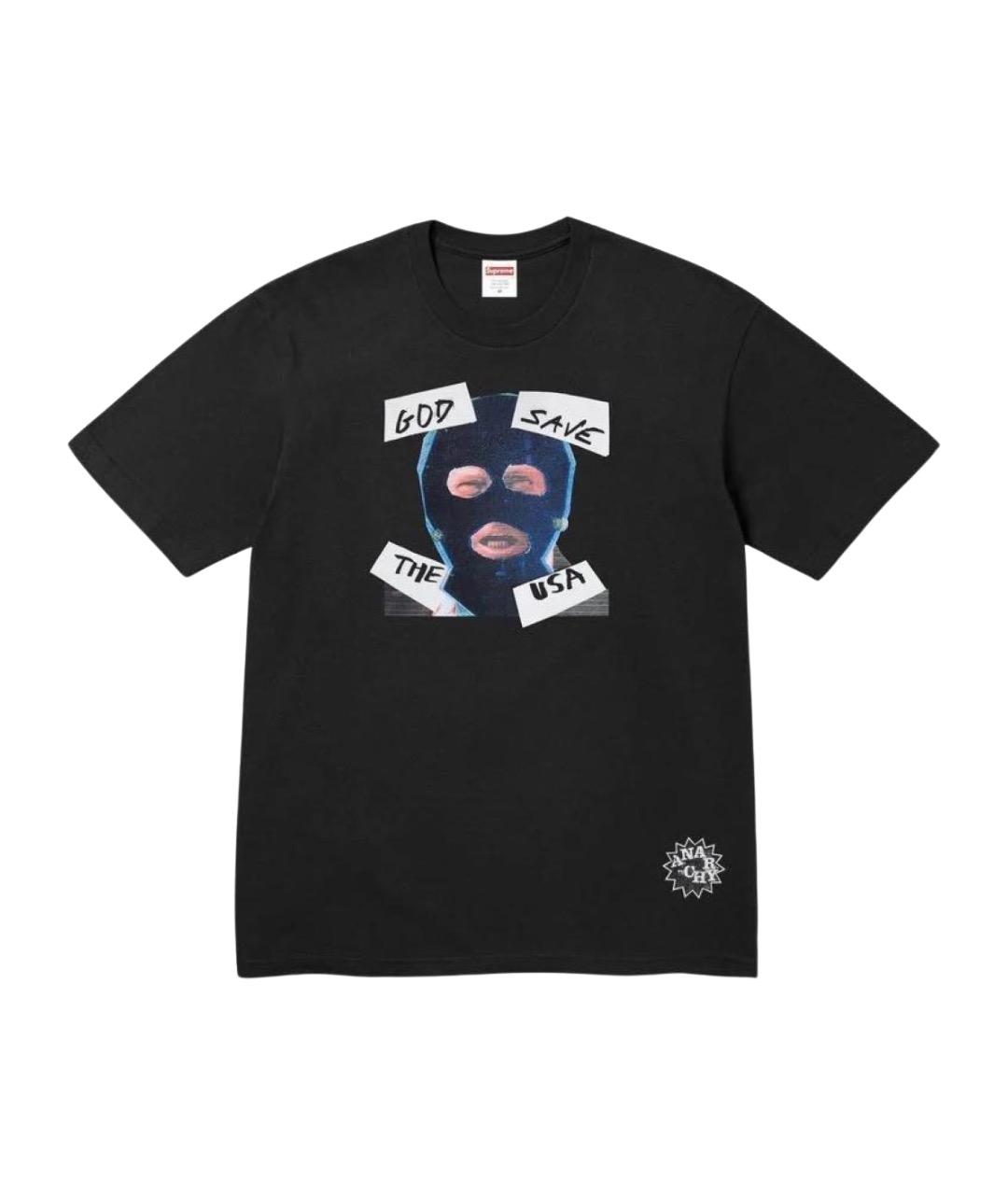 SUPREME Черная хлопковая футболка, фото 1