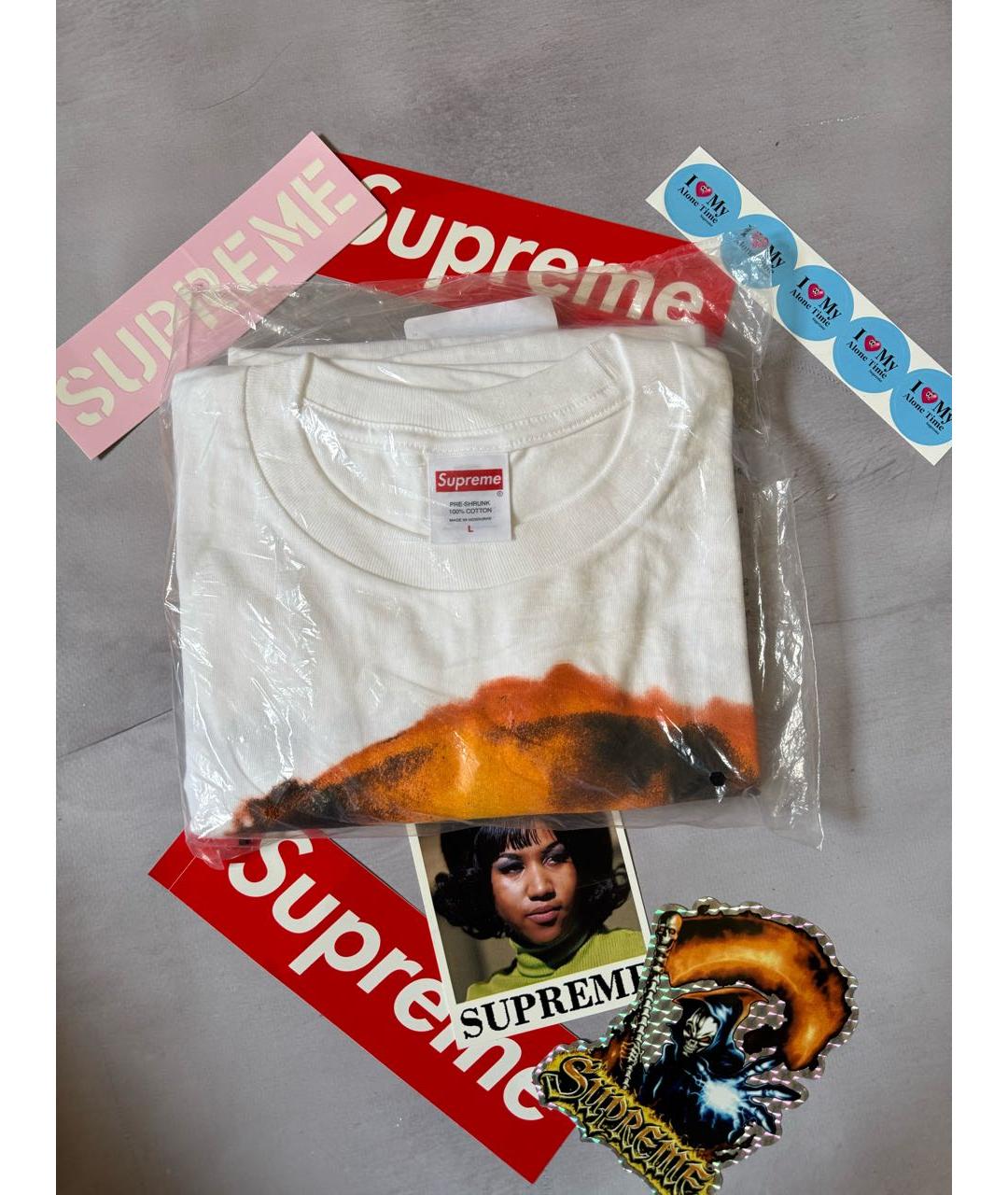 SUPREME Белая хлопковая футболка, фото 3