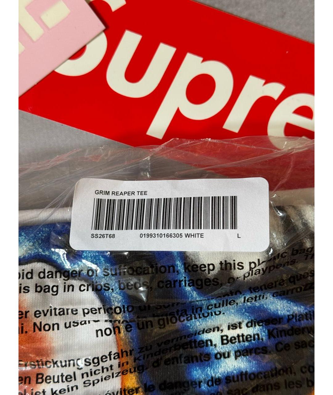 SUPREME Белая хлопковая футболка, фото 5