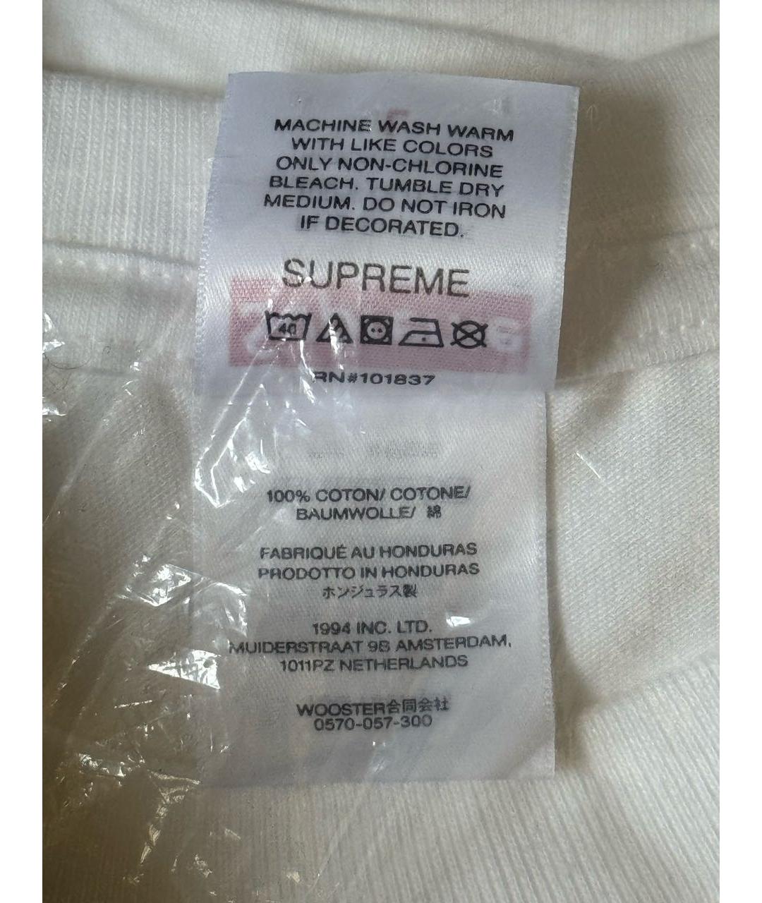 SUPREME Белая хлопковая футболка, фото 7