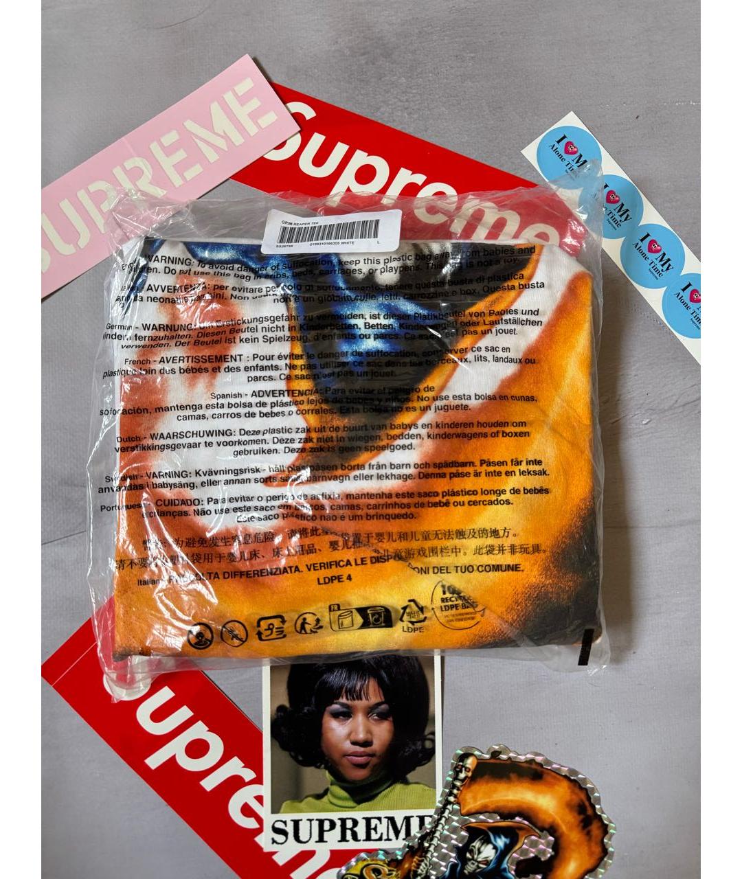 SUPREME Белая хлопковая футболка, фото 4