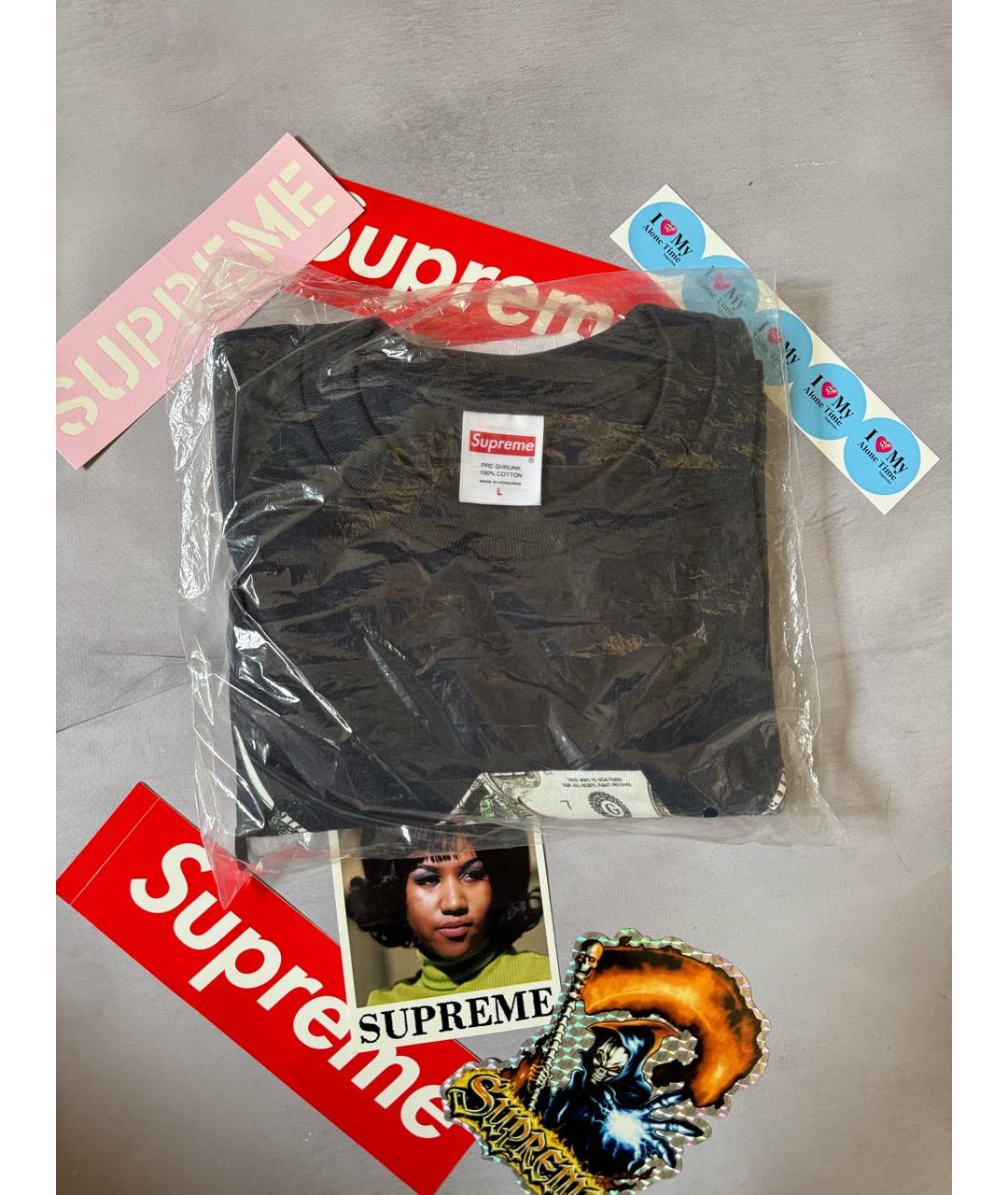 SUPREME Темно-синяя хлопковая футболка, фото 2