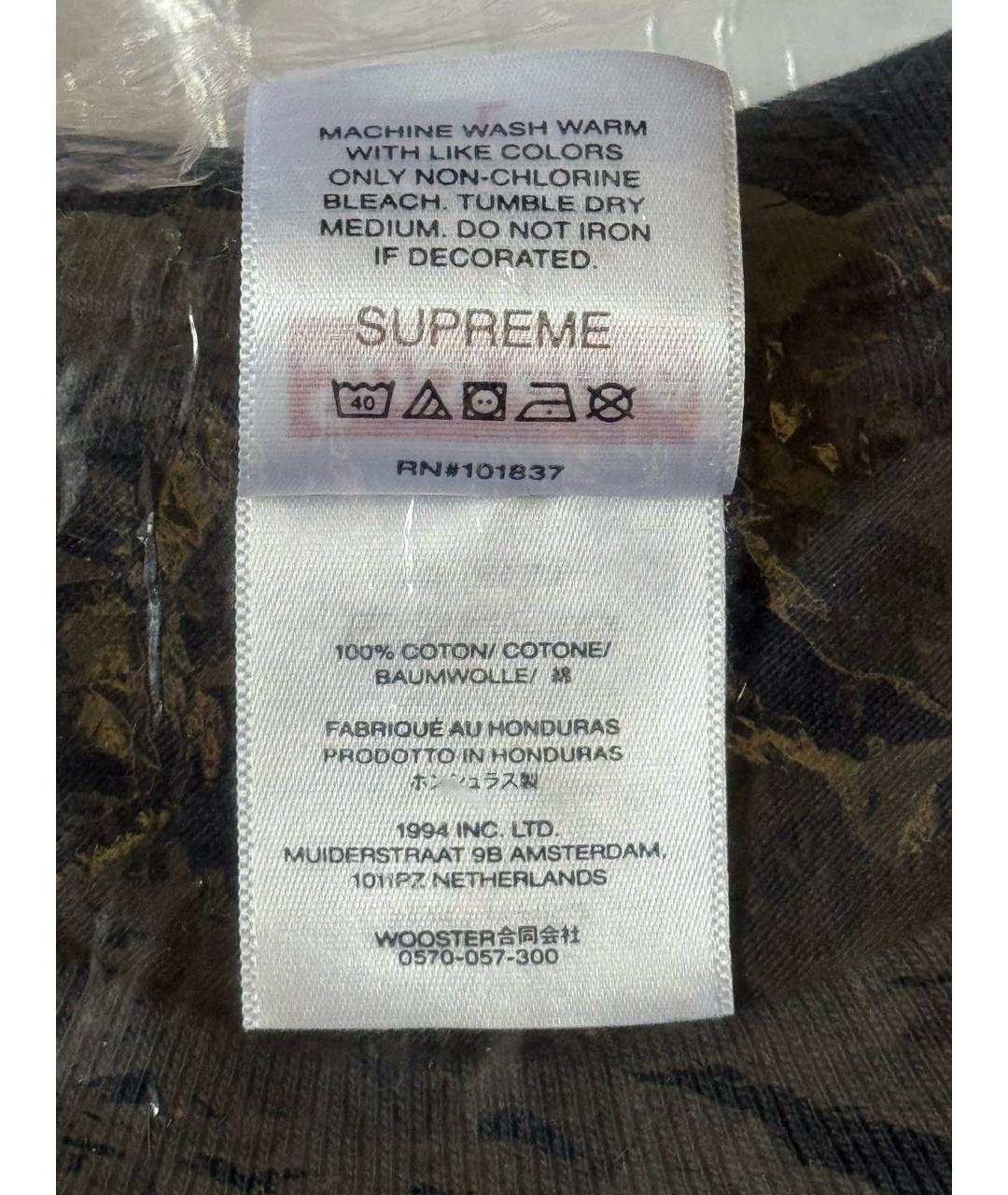 SUPREME Темно-синяя хлопковая футболка, фото 6