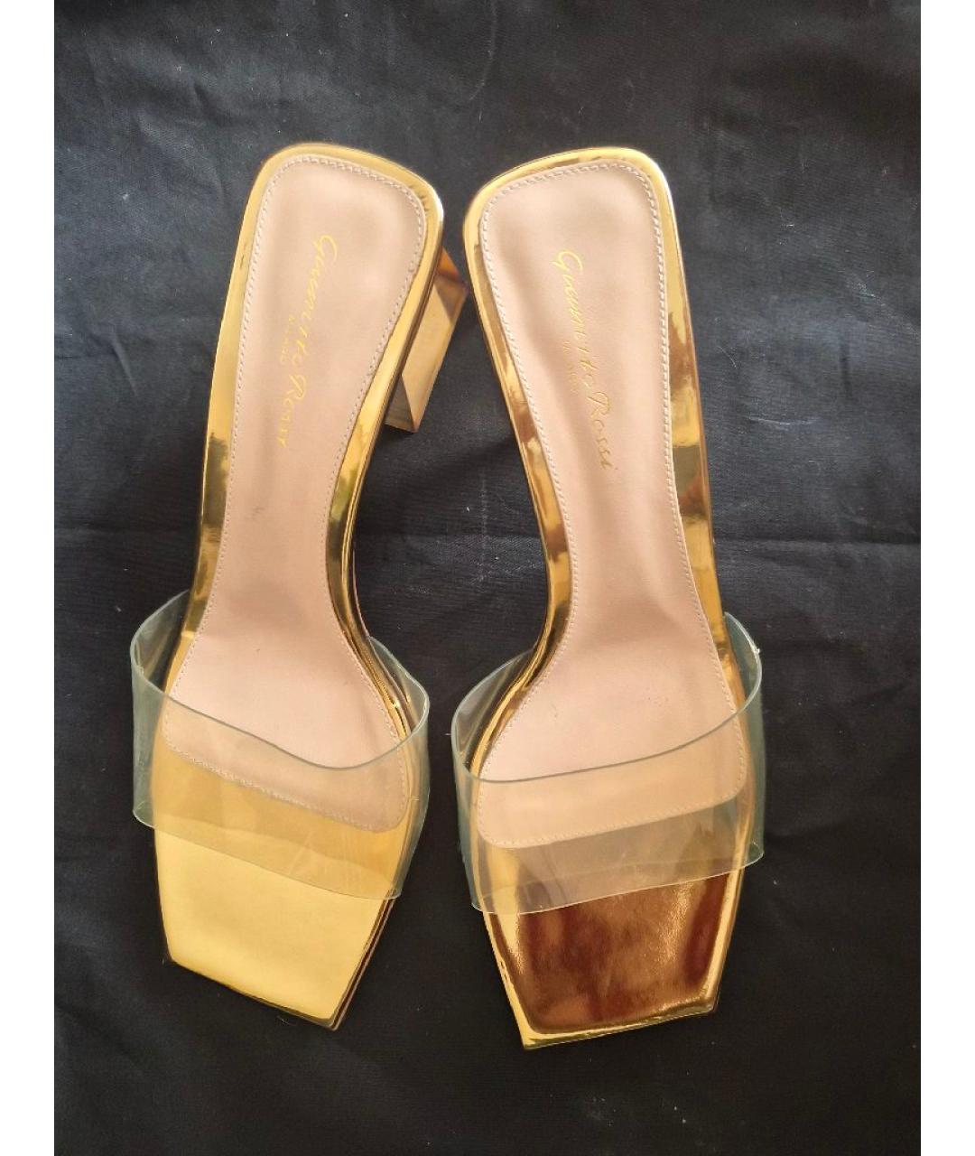 GIANVITO ROSSI Золотые кожаные босоножки, фото 2
