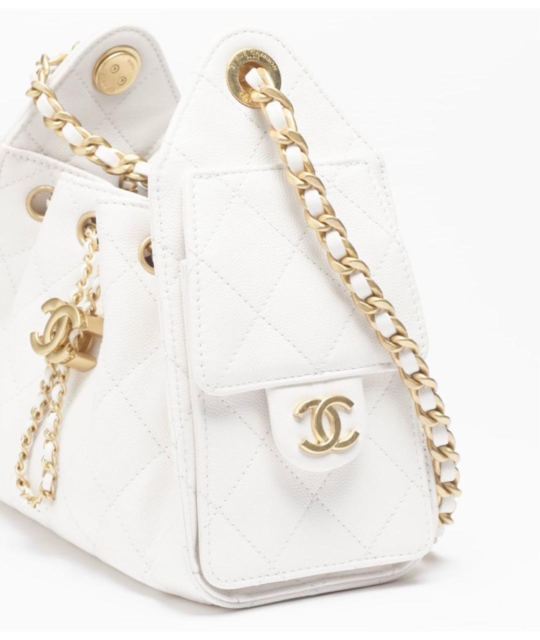 CHANEL Белая кожаная сумка на плечо, фото 4