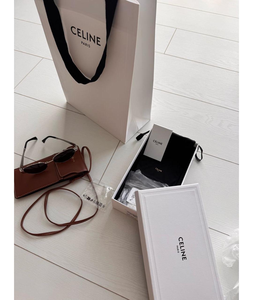 CELINE Серебряные металлические солнцезащитные очки, фото 5