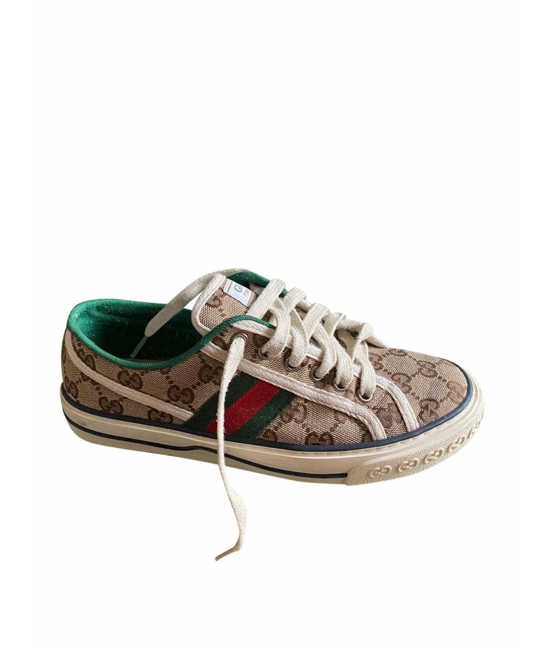 GUCCI Бежевые текстильные кеды, фото 1