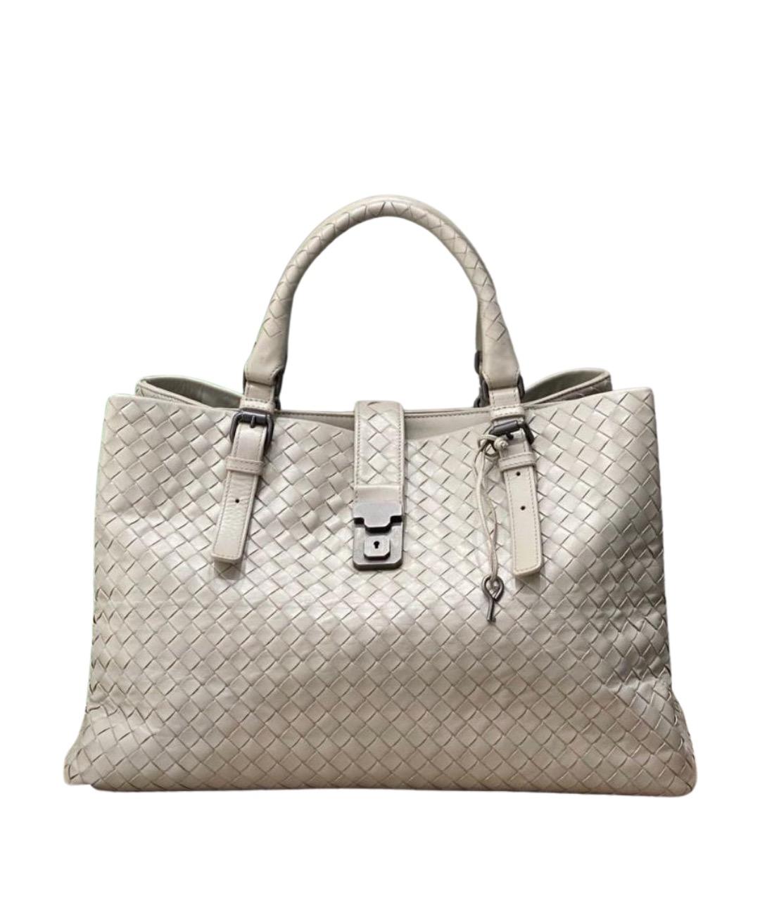 BOTTEGA VENETA Бежевая кожаная сумка с короткими ручками, фото 1