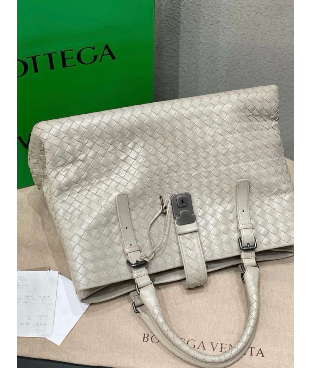 BOTTEGA VENETA Бежевая кожаная сумка с короткими ручками, фото 7