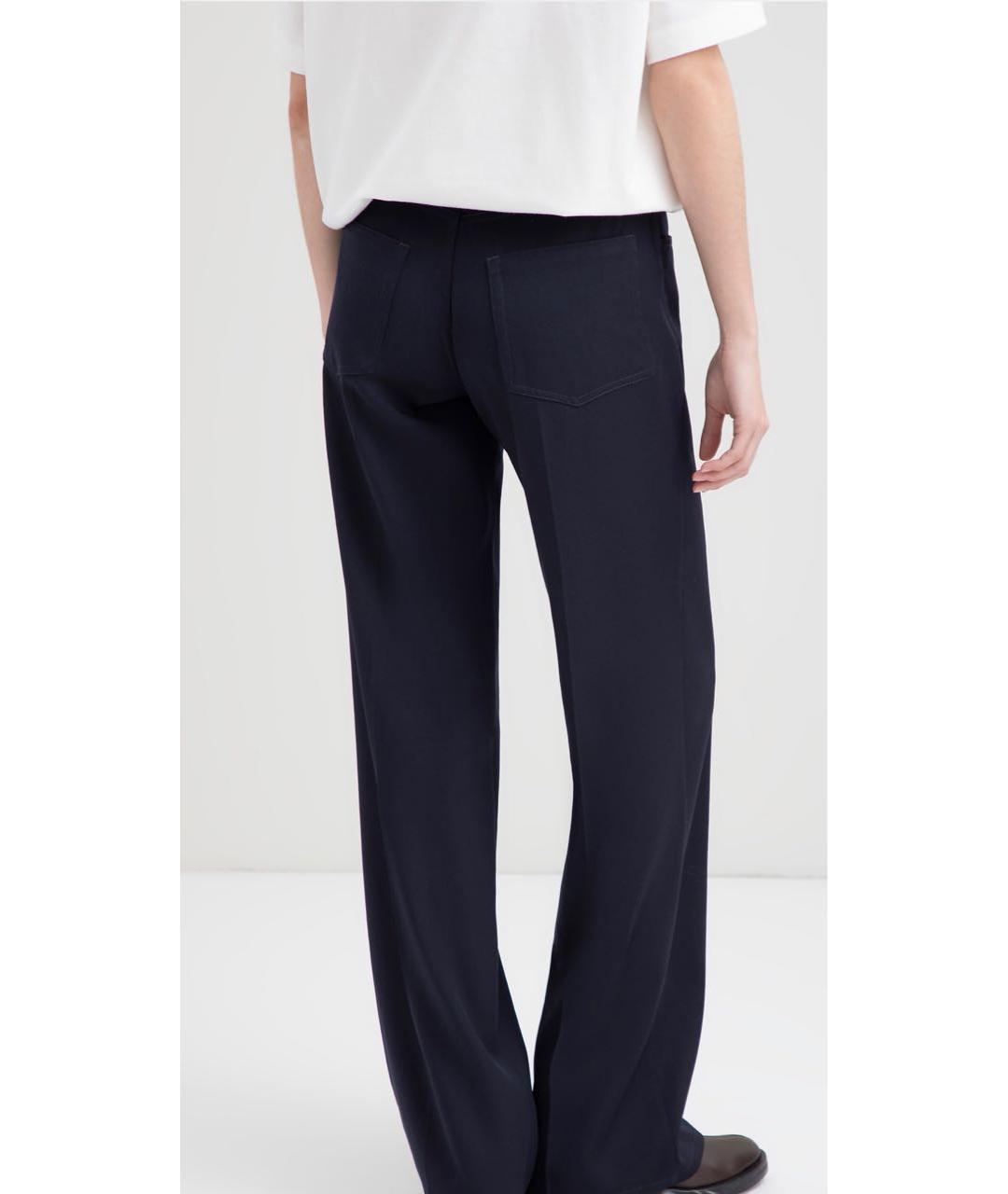 JIL SANDER Темно-синие шерстяные прямые брюки, фото 4