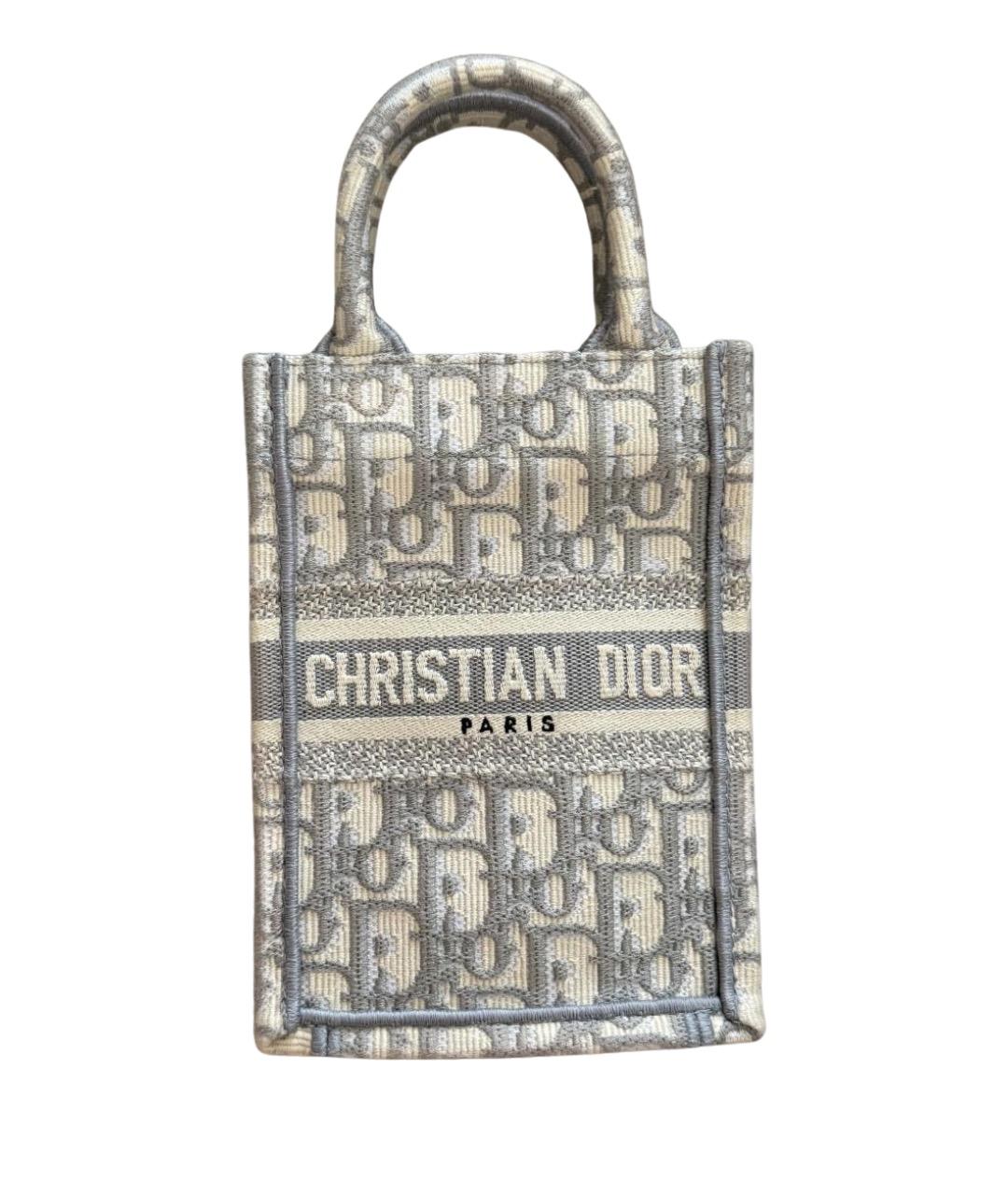 CHRISTIAN DIOR Серая жаккардовая сумка через плечо, фото 1