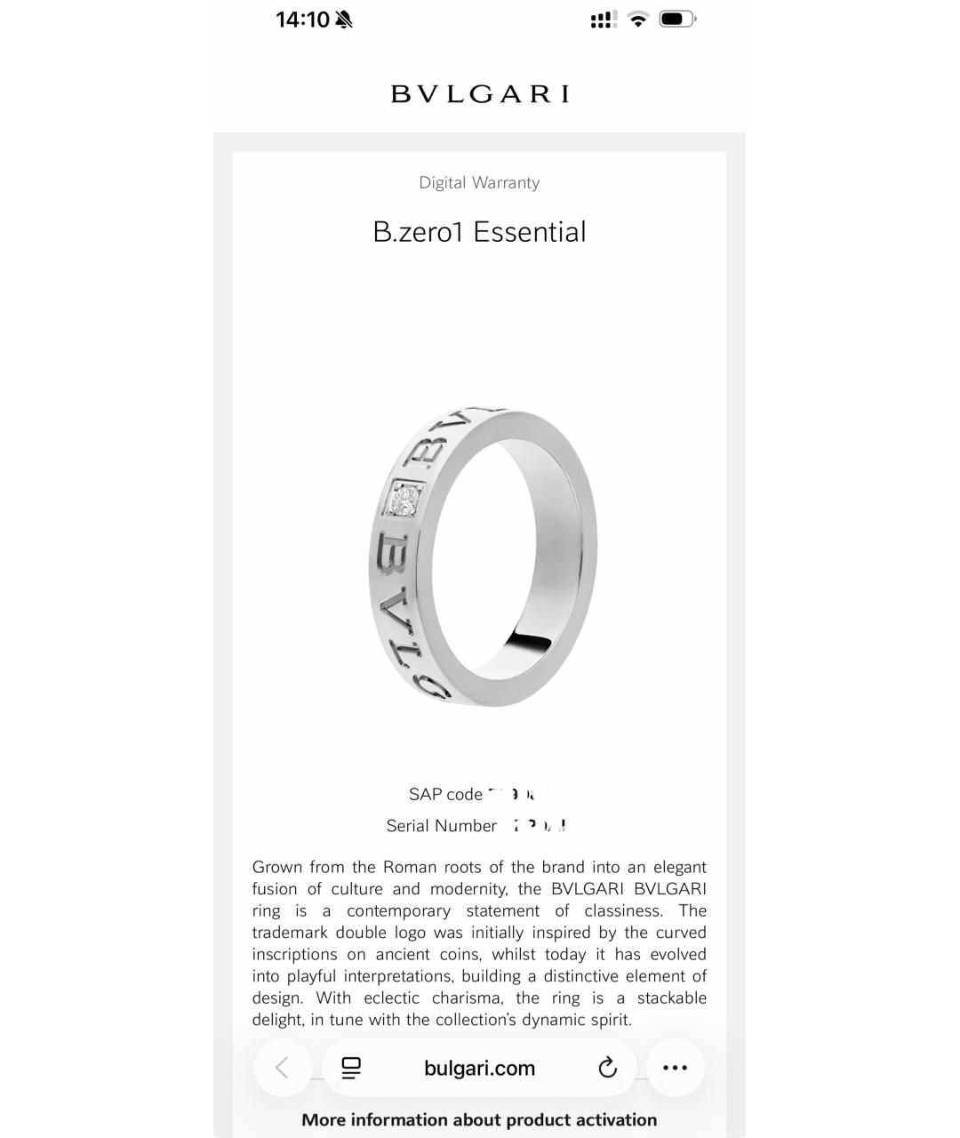 BVLGARI Серебряное кольцо из белого золота, фото 6
