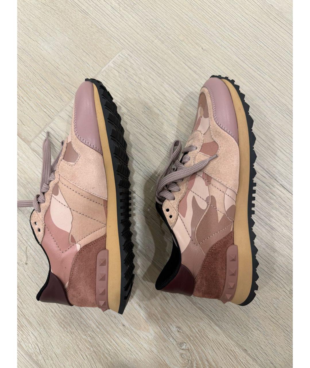 VALENTINO Розовые кожаные кроссовки, фото 5