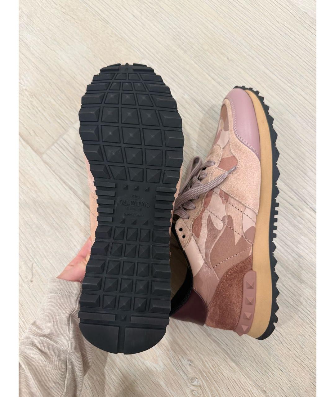 VALENTINO Розовые кожаные кроссовки, фото 3