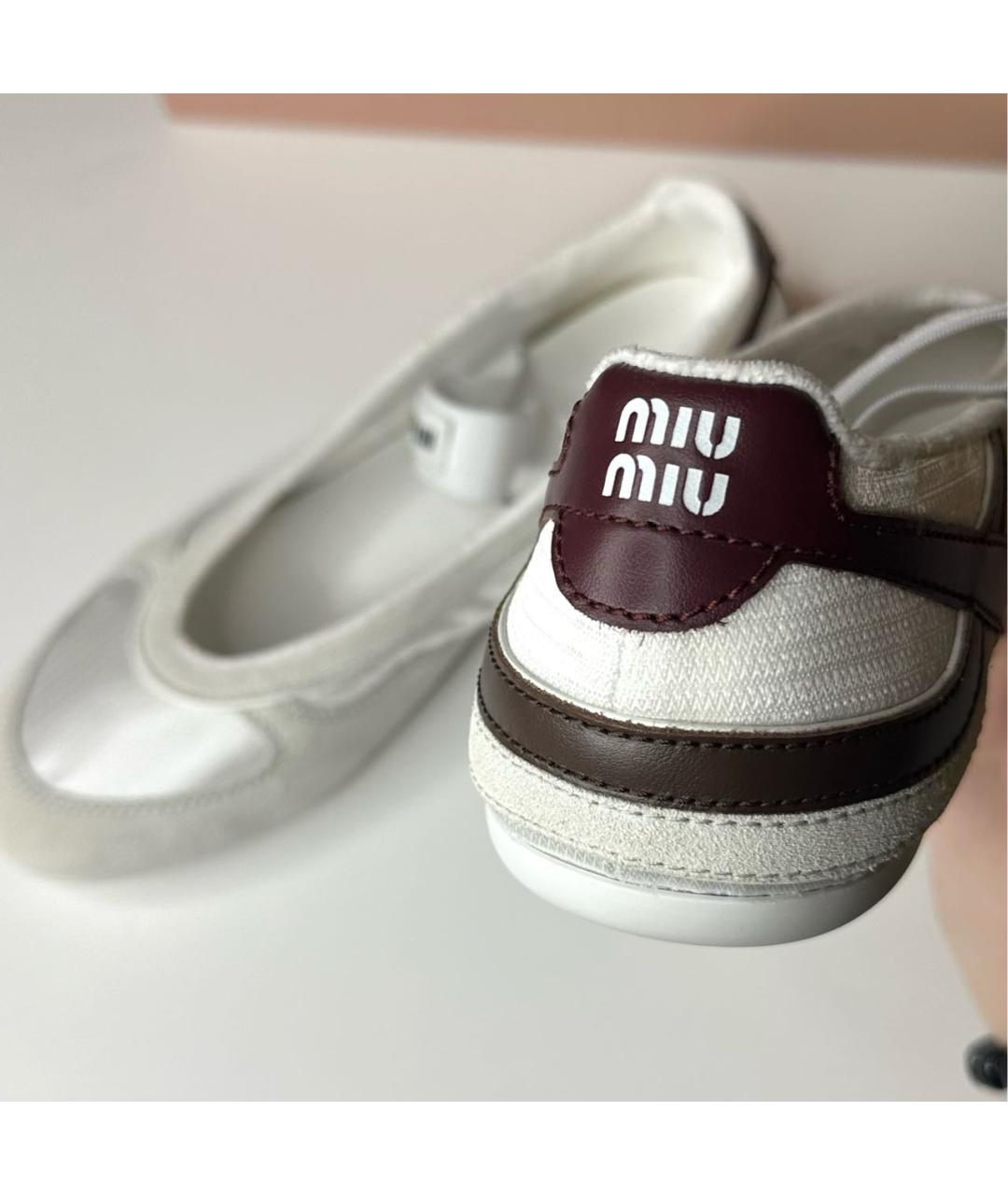 MIU MIU Белые текстильные балетки, фото 3