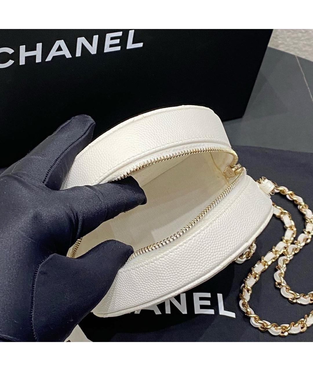 CHANEL Белая кожаная сумка через плечо, фото 6