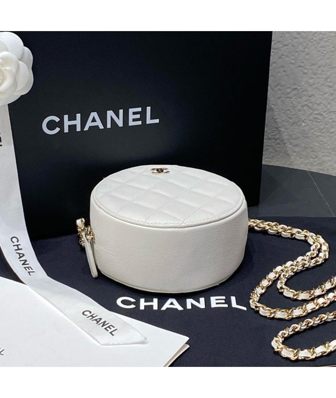 CHANEL Белая кожаная сумка через плечо, фото 4