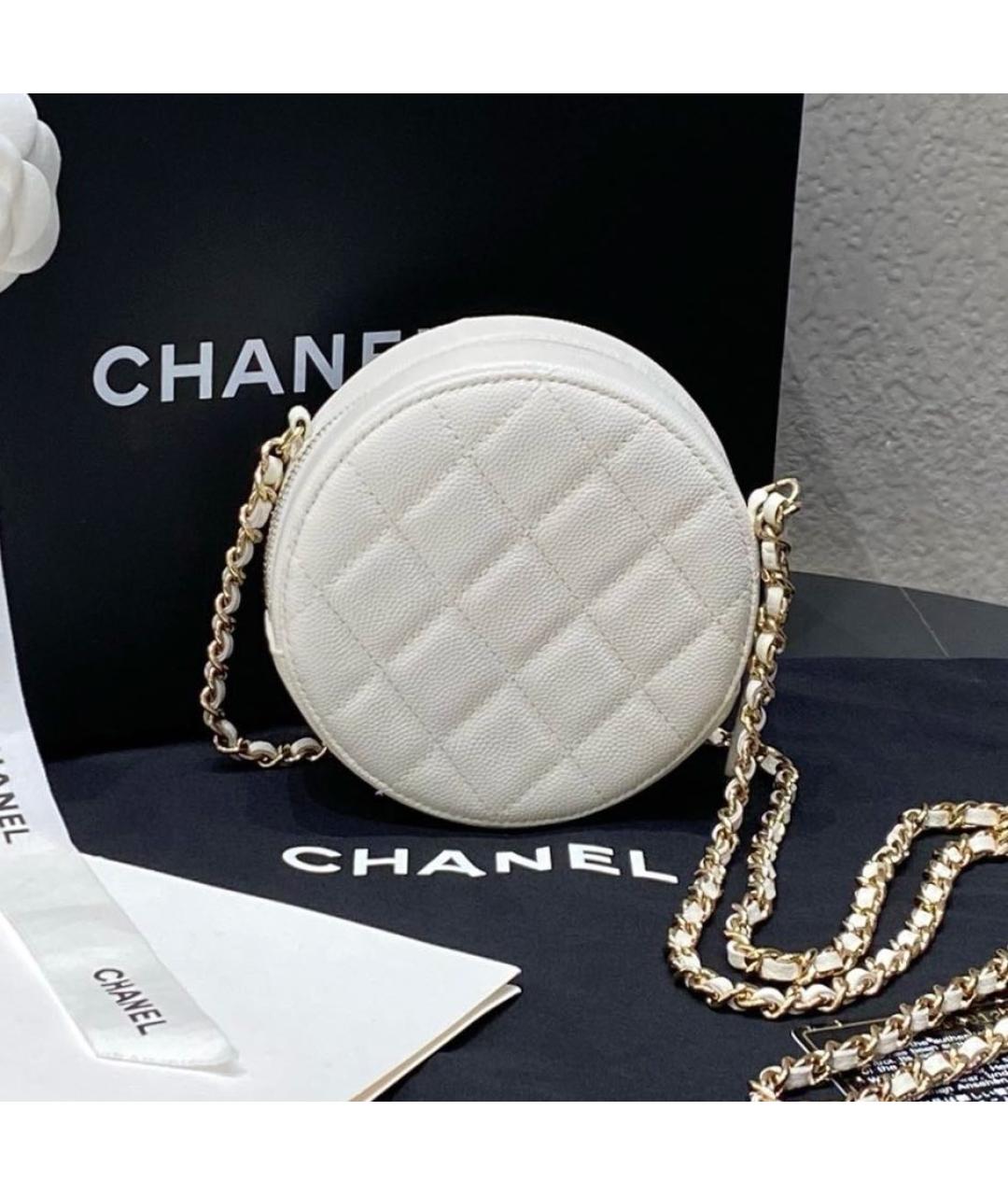 CHANEL Белая кожаная сумка через плечо, фото 3