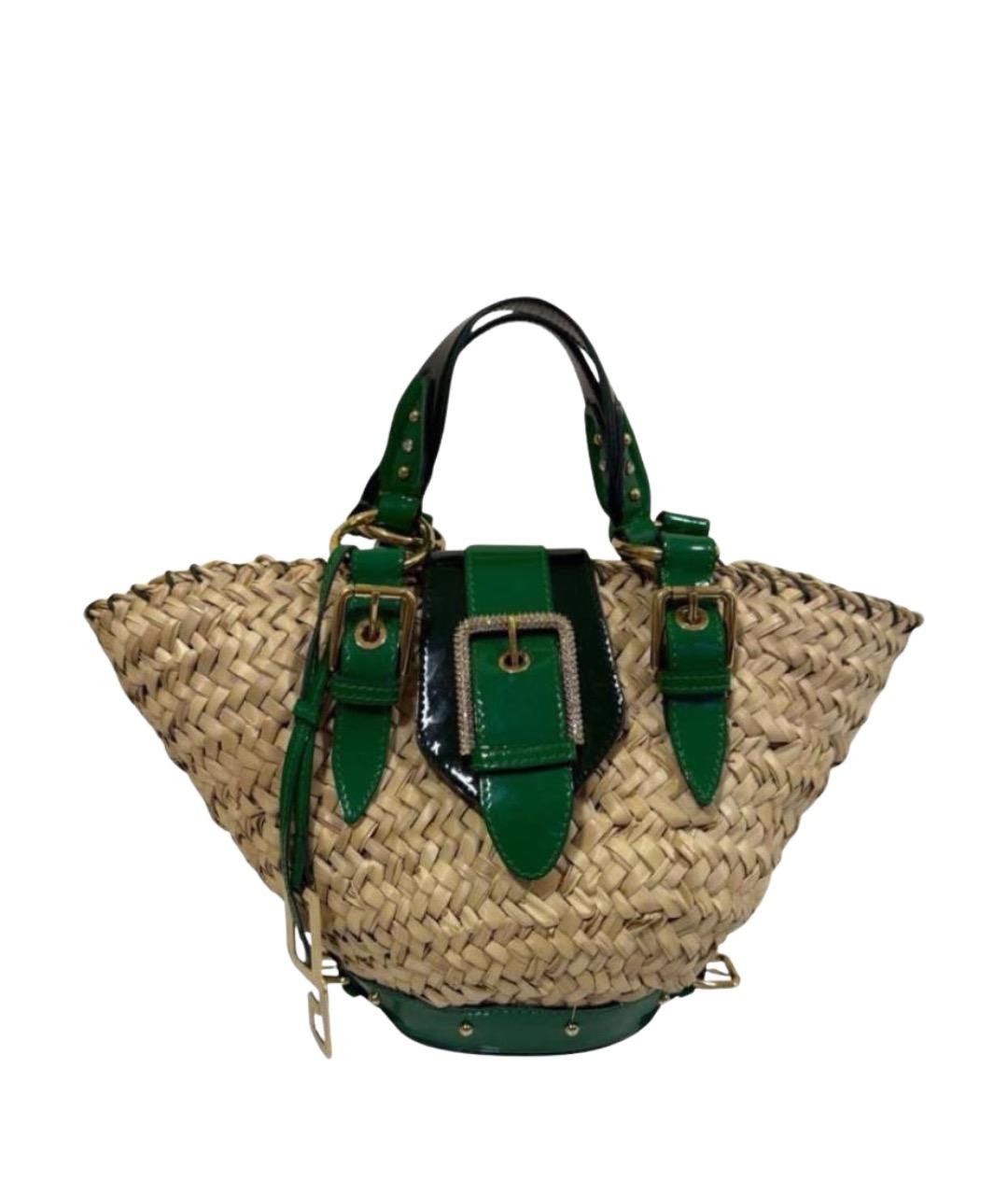 DOLCE&GABBANA Бежевая пелетеная пляжная сумка, фото 1