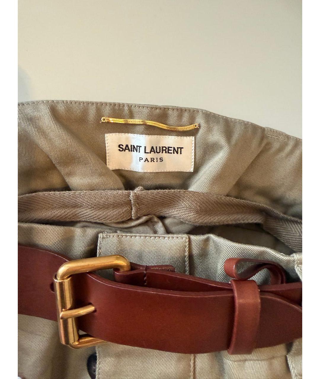 SAINT LAURENT Бежевая хлопковая юбка миди, фото 3