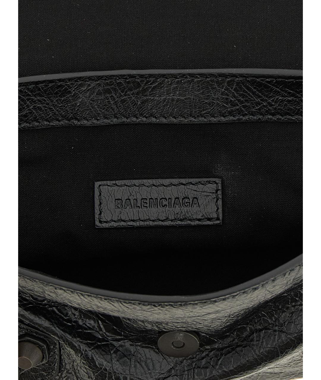 BALENCIAGA Черная кожаная сумка через плечо, фото 4