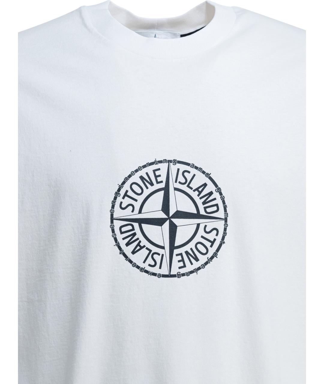 STONE ISLAND Белая хлопковая футболка, фото 3
