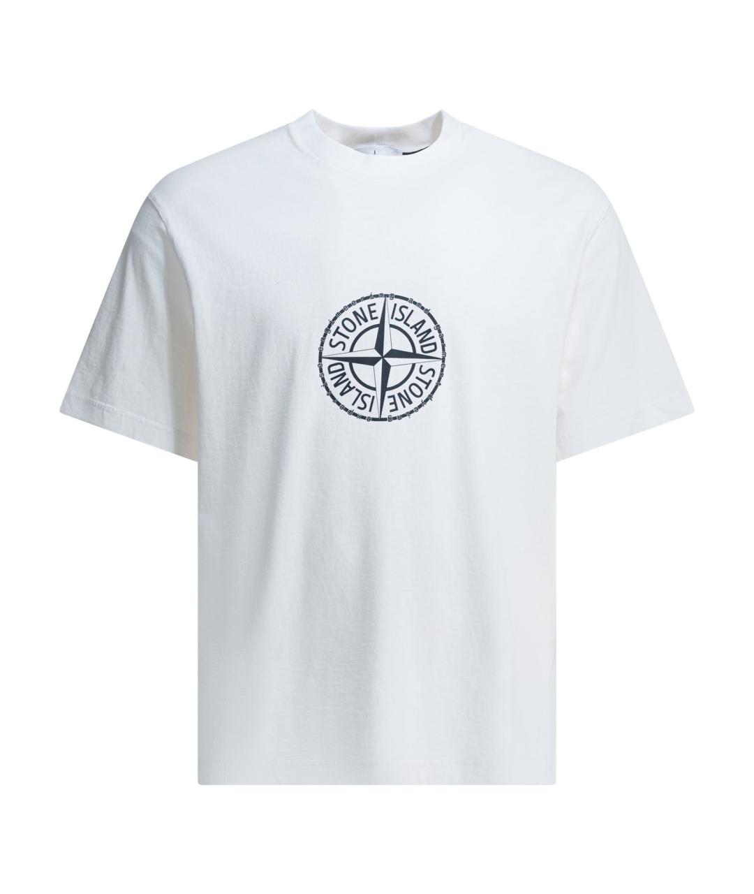 STONE ISLAND Белая хлопковая футболка, фото 1