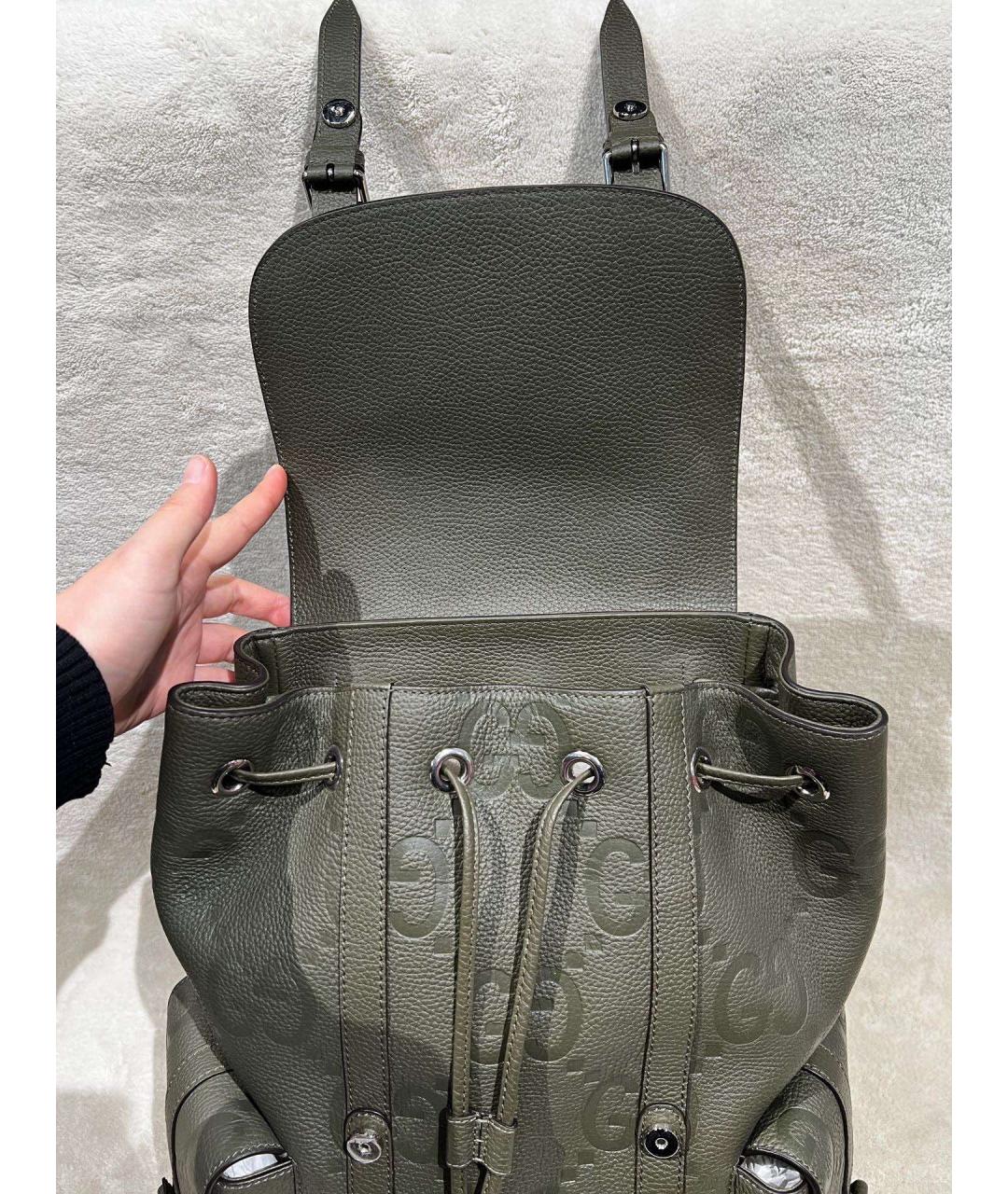 GUCCI Хаки кожаный рюкзак, фото 4