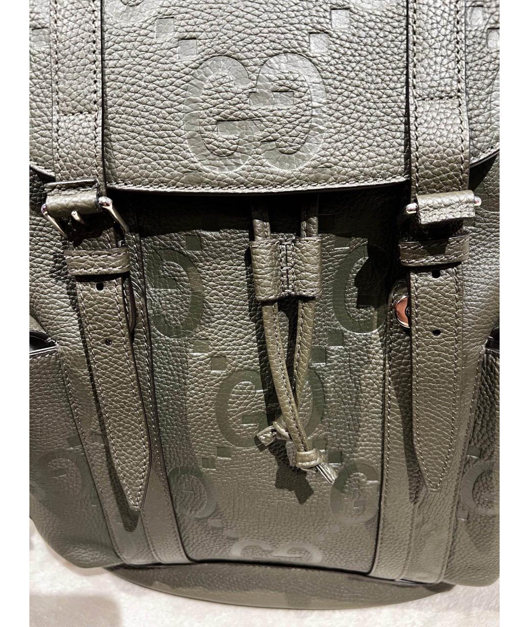 GUCCI Хаки кожаный рюкзак, фото 6