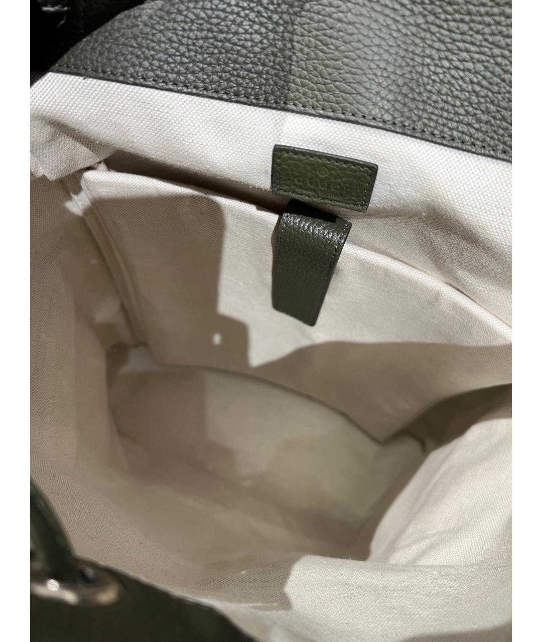 GUCCI Хаки кожаный рюкзак, фото 5