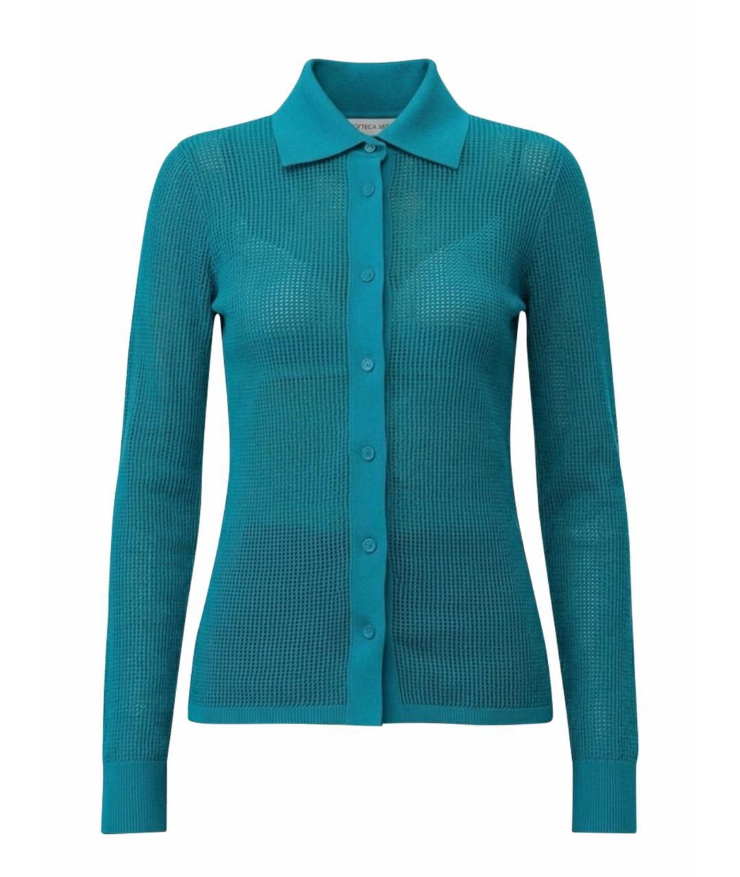 BOTTEGA VENETA Бирюзовая хлопковая рубашка, фото 1