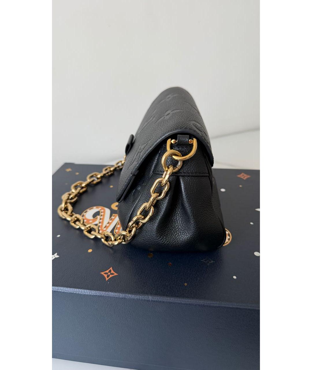 LOUIS VUITTON Черная кожаная сумка через плечо, фото 3
