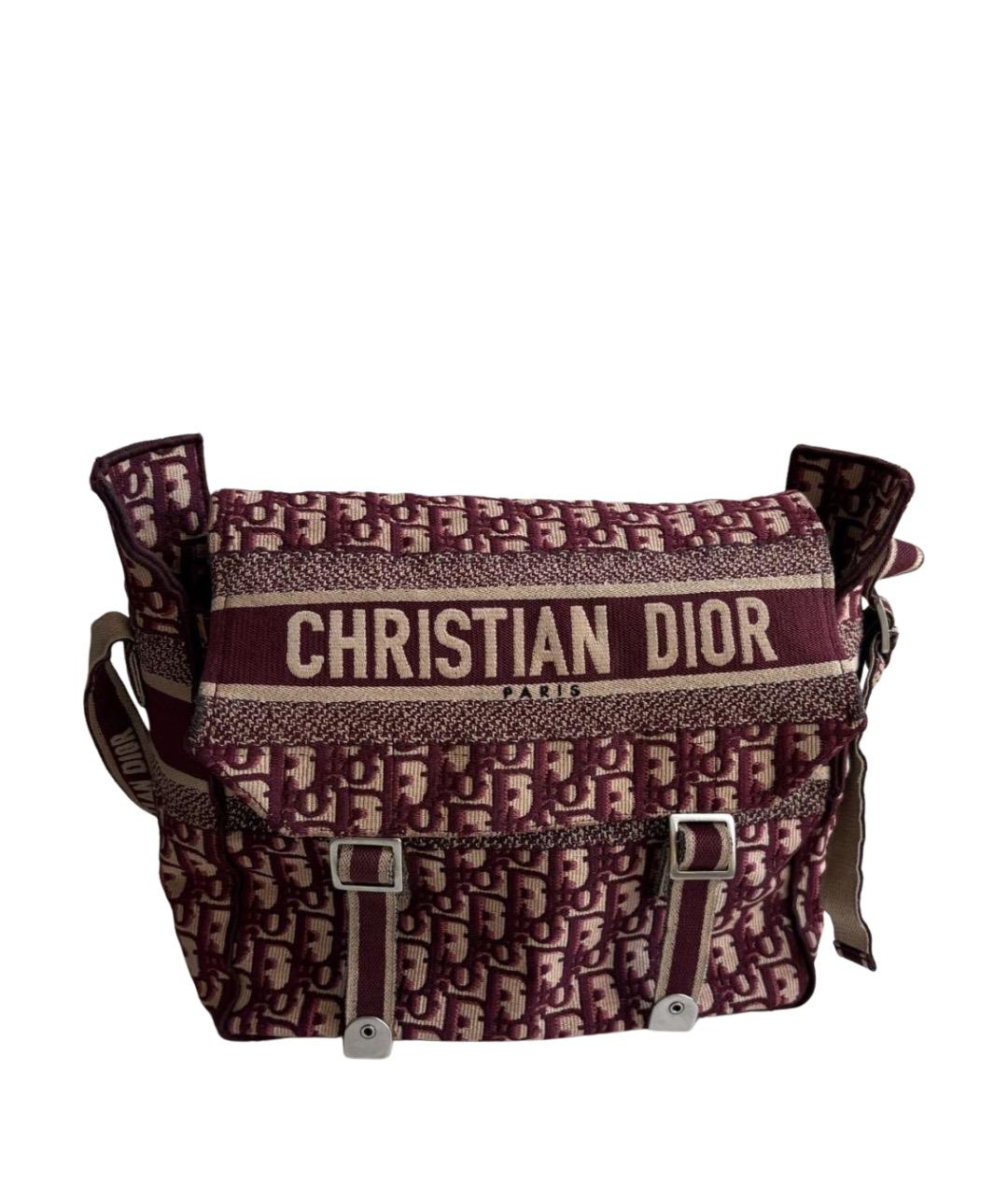 CHRISTIAN DIOR Бордовая жаккардовая сумка через плечо, фото 1