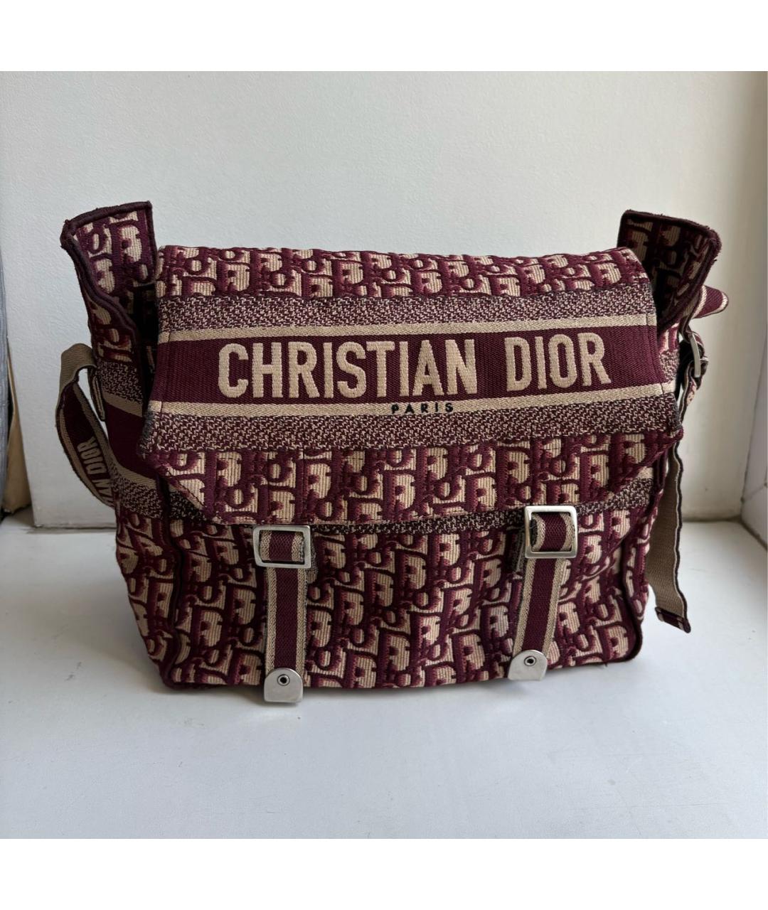 CHRISTIAN DIOR Бордовая жаккардовая сумка через плечо, фото 7