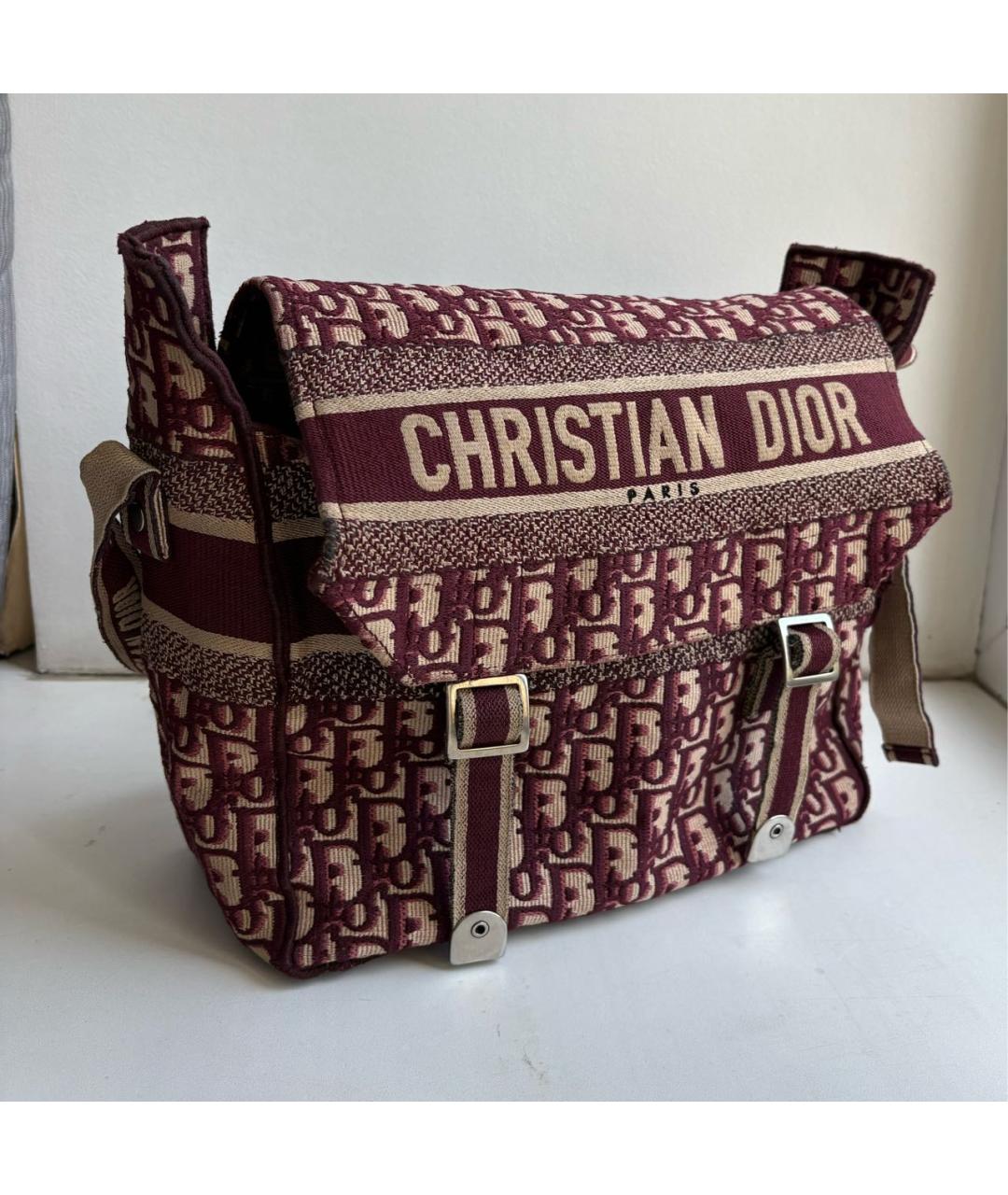 CHRISTIAN DIOR Бордовая жаккардовая сумка через плечо, фото 2