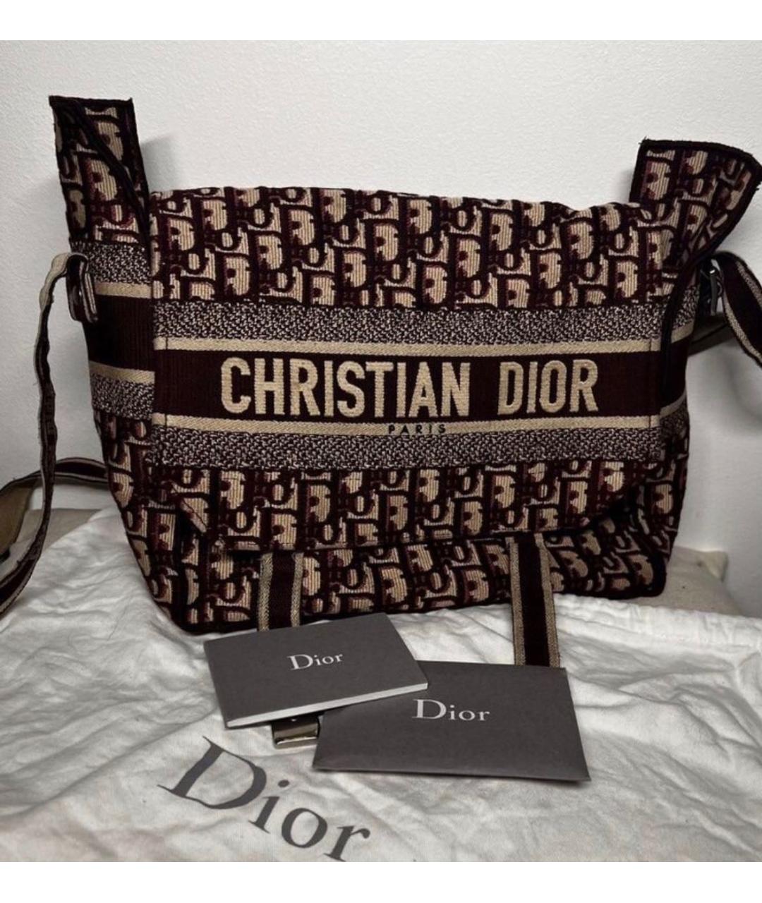 CHRISTIAN DIOR Бордовая жаккардовая сумка через плечо, фото 3