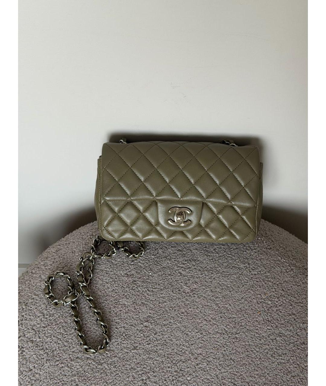 CHANEL Хаки кожаная сумка через плечо, фото 3