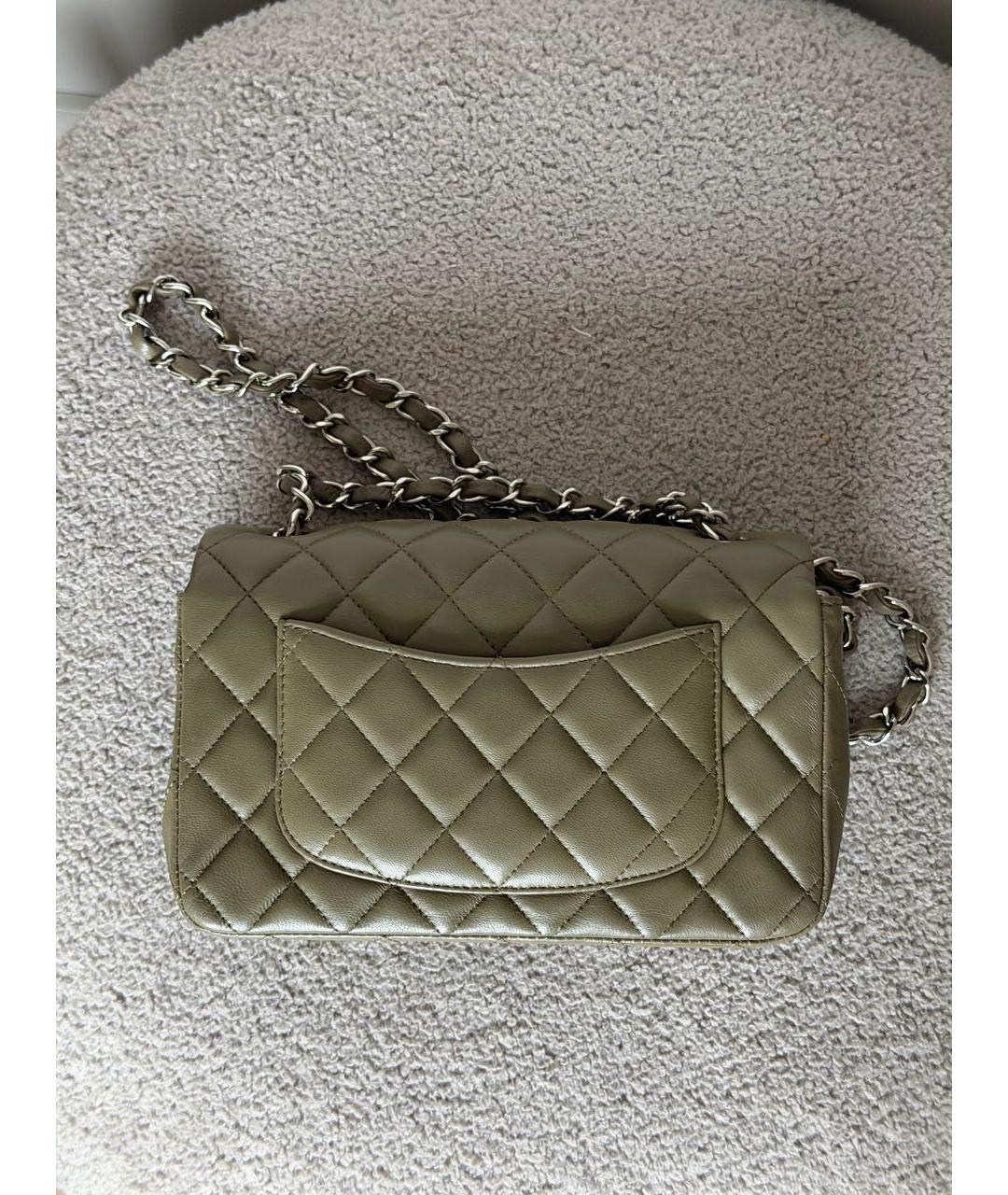 CHANEL Хаки кожаная сумка через плечо, фото 4