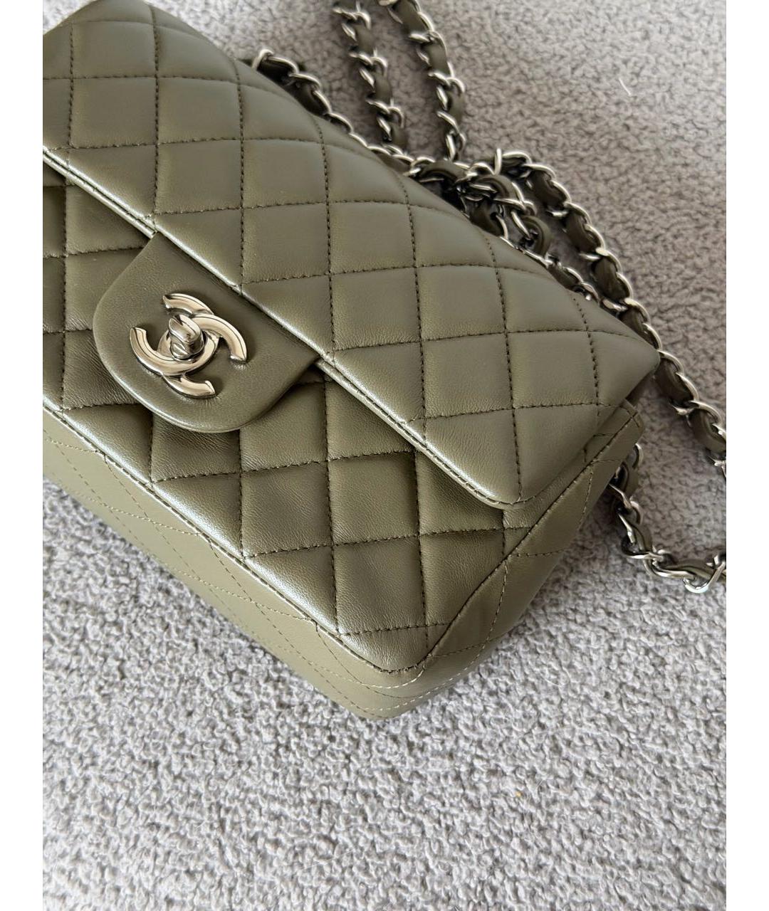 CHANEL Хаки кожаная сумка через плечо, фото 6