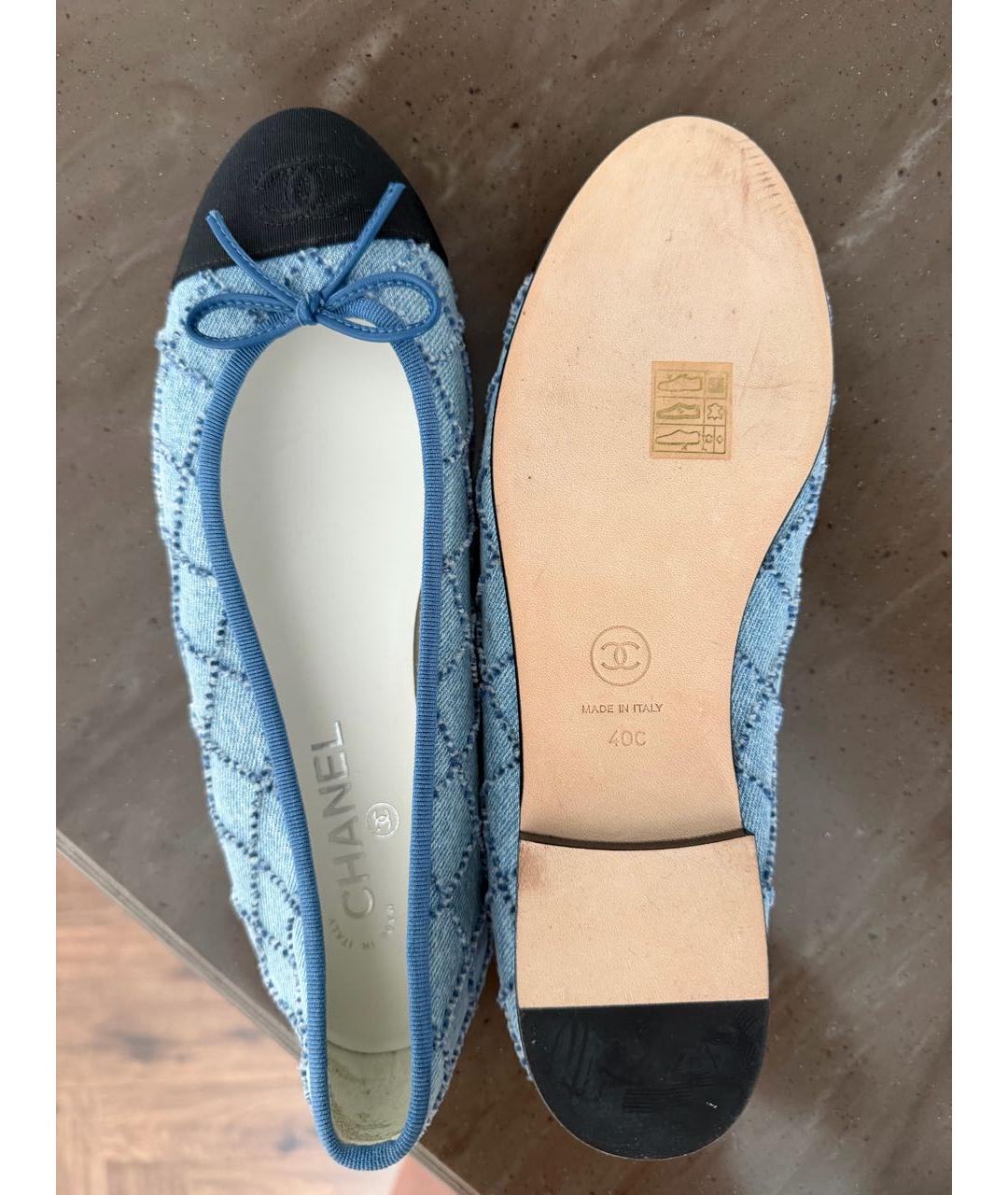 CHANEL Синие текстильные балетки, фото 3
