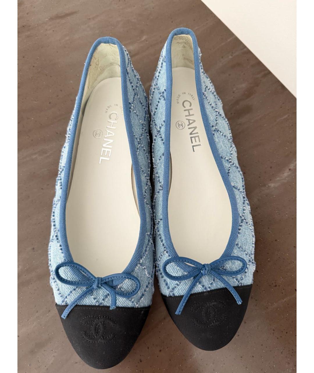 CHANEL Синие текстильные балетки, фото 5