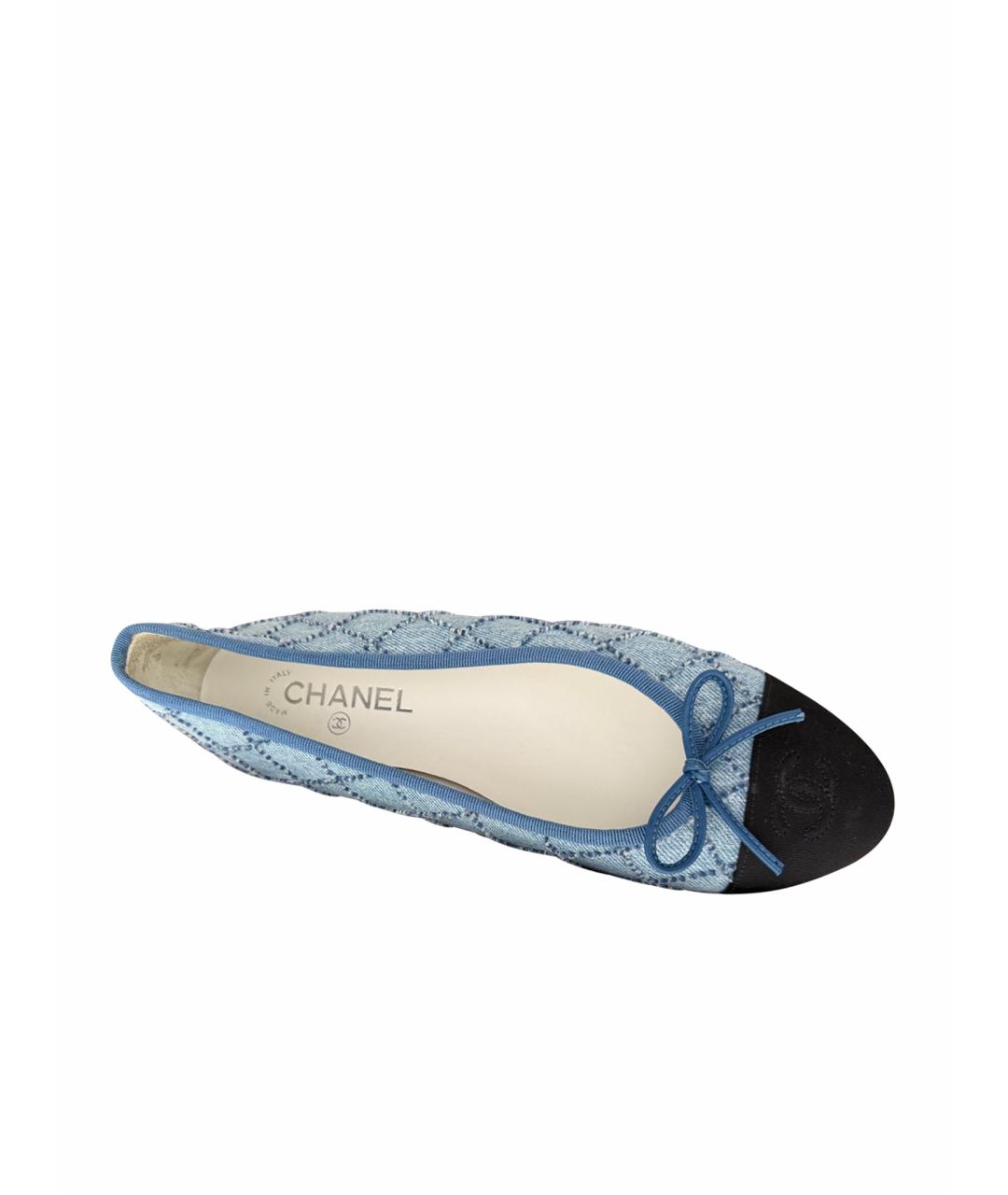 CHANEL Синие текстильные балетки, фото 1